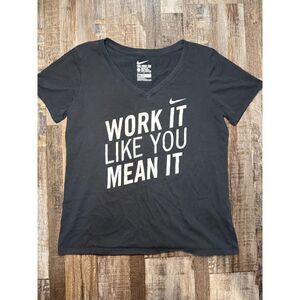 Nike Black White Dri-Fit V-Neck Athletic Tee Women's Large